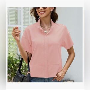 NWT PINK BUTTON-DOWN BLOUSE SHIRT TOP-S